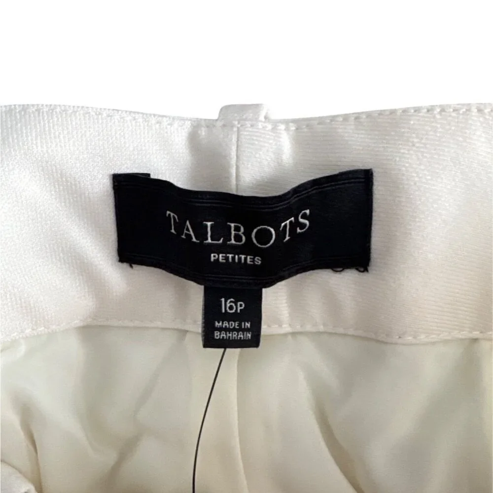 Talbots Womens Heritage Cropped Pants 16P Ivory Polyester Blend Mid-Rise